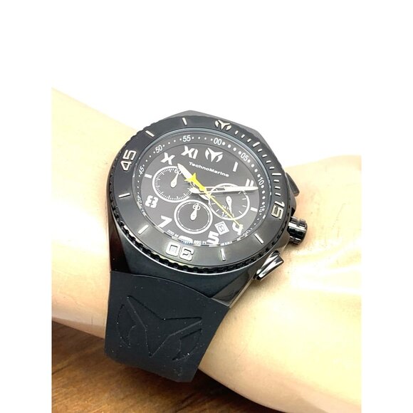 Technomarine Men's Watch TM-215069 Manta Chronograph Quartz Black Yellow Rubber - Picture 6 of 15